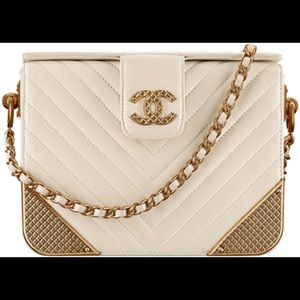 Chanel Minaudiere Chevron Quilted Light Beige